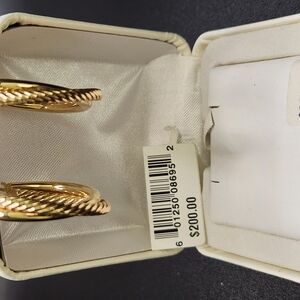 Elegant Gold-Tone Twisted Hoop Earrings